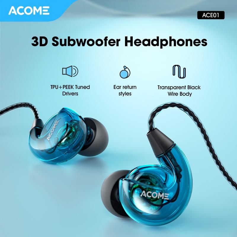 ACOME 3D Subwoofers Powerfull Bass Transparent Black Wire Body - 2