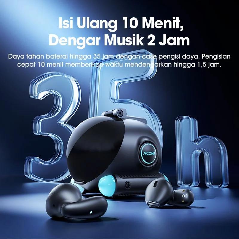 ACOME Inpods AT08 Earphone Headset TWS Gaming Bluetooth 5.4 RGB Low Latency 38ms Model Mini Hovercraft - 4