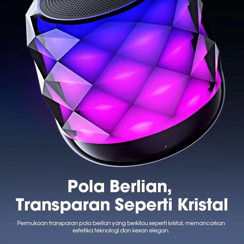 ACOME Super Bass Mini Speaker Bluetooth 5.3 Pola Berlian RGB LED Lampu Light Crystal 360° TWS Connect Portable A22 - 2