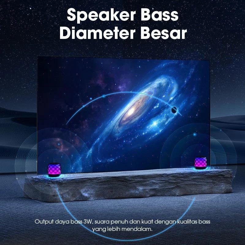 ACOME Super Bass Mini Speaker Bluetooth 5.3 Pola Berlian RGB LED Lampu Light Crystal 360° TWS Connect Portable A22 - 5