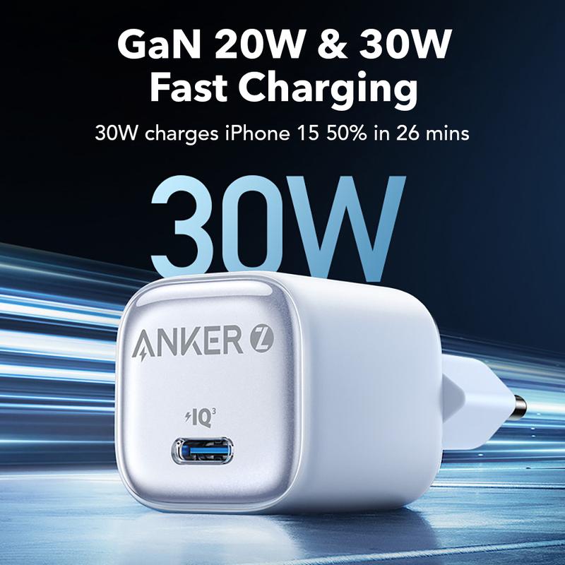 Anker Zolo GaN 30W 20W Adaptor Kepala Charger iPhone 16 15 14 13 12 11 Samsung Type C PD Ice-Cooled Fast Charging - 2