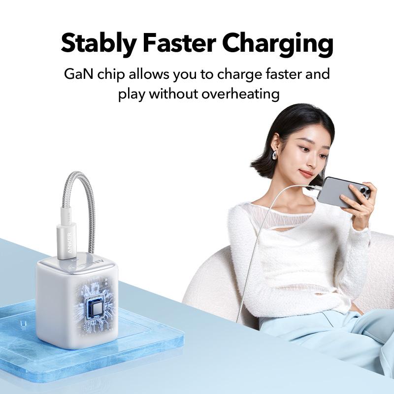 Anker Zolo GaN 30W 20W Adaptor Kepala Charger iPhone 16 15 14 13 12 11 Samsung Type C PD Ice-Cooled Fast Charging - 3