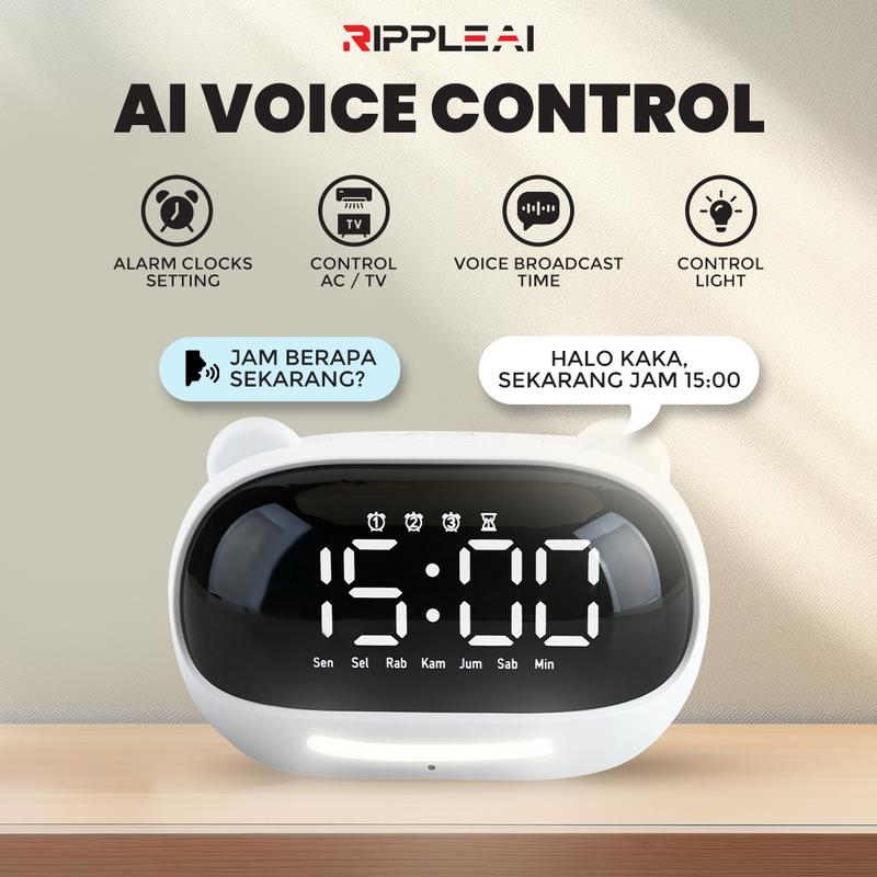 Ripple Smart Al 3000 mAh Voice Alarm Clock Control AC Alarm Night Lamp With Voice - 1