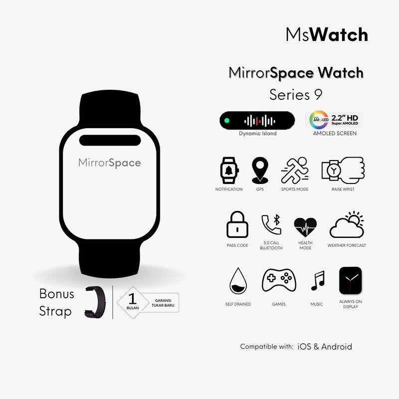 MirrorSpace Smartwatch 9 with Dynamic Island Wirelless Charger - 1