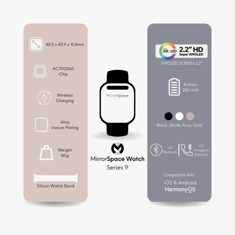 MirrorSpace Smartwatch 9 with Dynamic Island Wirelless Charger - 2