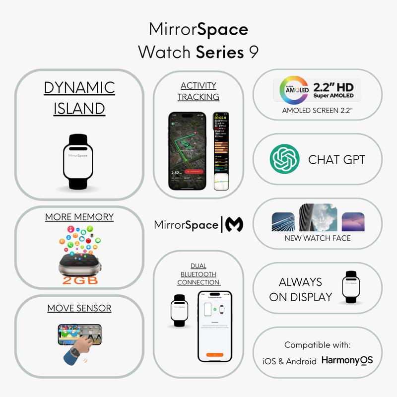 MirrorSpace Smartwatch 9 with Dynamic Island Wirelless Charger - 5