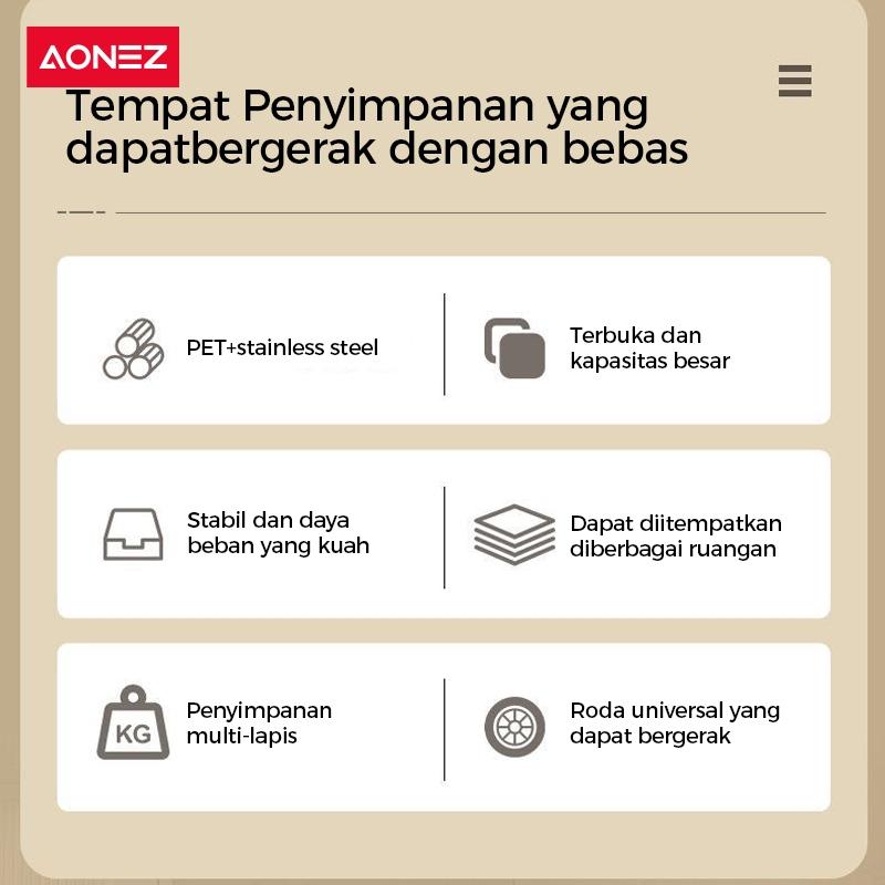 【AONEZ x Indy&Ischa】AONEZ COD 24 Shipping Rak Troli Susun Stainless steel RakKosmetik Serbaguna Rak kamar mandi Rak Salon Trolley Dengan Keranjang jaring akrilik transpara rak meja aesthetic - 5