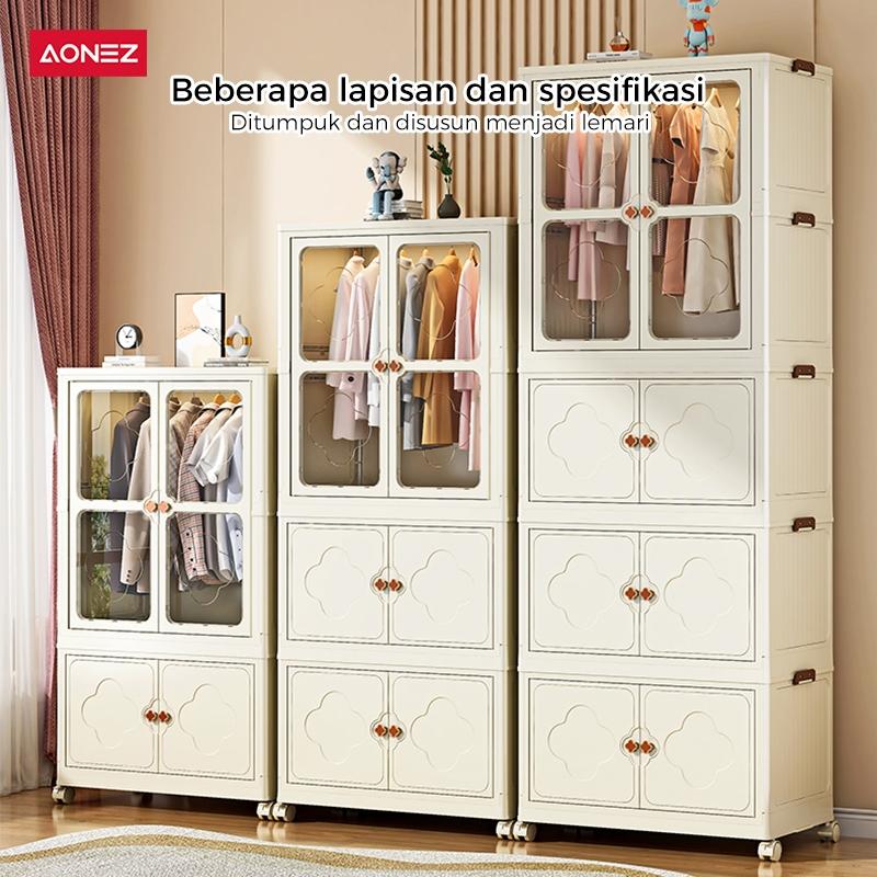 【COD 24h Shipping】AONEZ Lemari Plastik Pakaian Kelinci Dapat Dilipat 4&5 Tingkat Laci Susun Storage Cabinet Plastik Rak Susun Penyimpanan Lemari Baju > 25 kg bisa diputar Furniture - 2