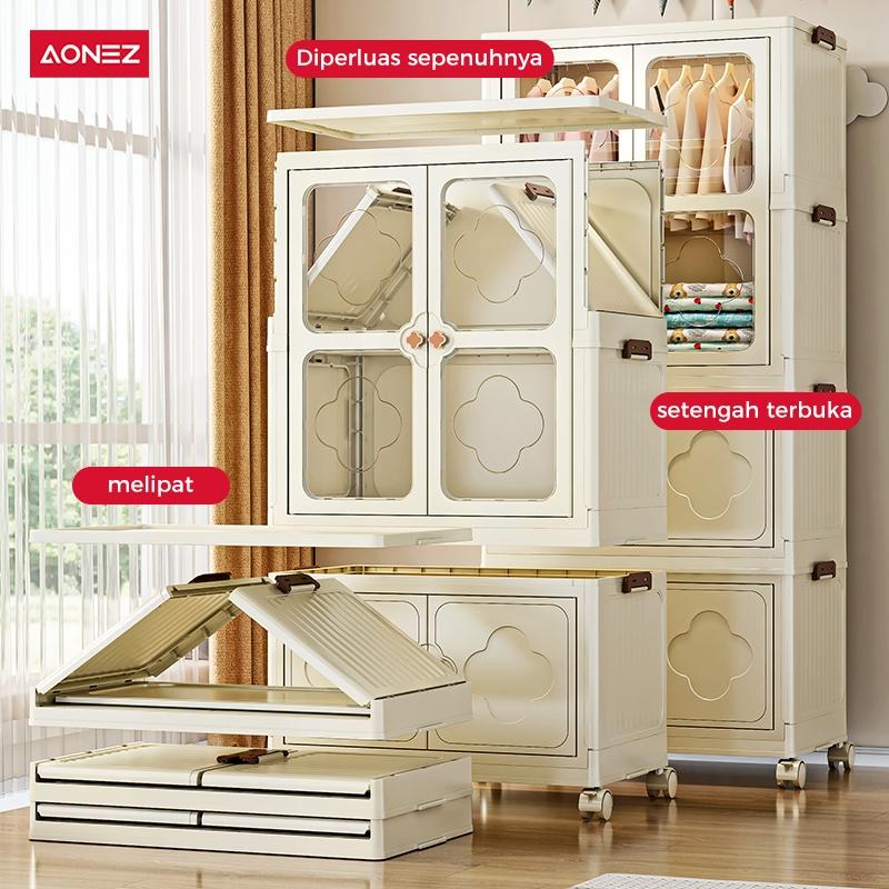 【COD 24h Shipping】AONEZ Lemari Plastik Pakaian Kelinci Dapat Dilipat 4&5 Tingkat Laci Susun Storage Cabinet Plastik Rak Susun Penyimpanan Lemari Baju > 25 kg bisa diputar Furniture - 4