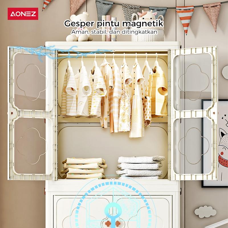 【COD 24h Shipping】AONEZ Lemari Plastik Pakaian Kelinci Dapat Dilipat 4&5 Tingkat Laci Susun Storage Cabinet Plastik Rak Susun Penyimpanan Lemari Baju > 25 kg bisa diputar Furniture - 3
