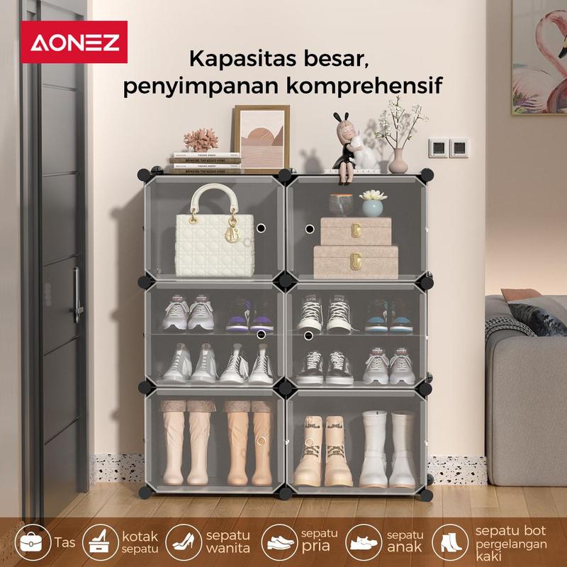 【COD 24 Shipping】AONEZ Rak Sepatu Anti Debu 6 Layer Tebal Shoe Rack Portable Serbaguna Kotak Sepatu Portable - 3