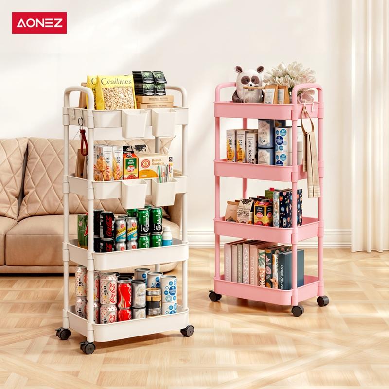 【COD 24h shipping】AONEZ Rak Troli 4 Susun Serbaguna Rak Dapur Rak Salon Rak Kamar Mandi dengan Roda dan Pegangan Tempat Penyimpanan - 2
