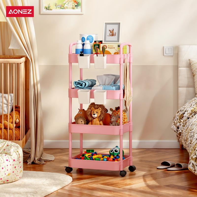【COD 24h shipping】AONEZ Rak Troli 4 Susun Serbaguna Rak Dapur Rak Salon Rak Kamar Mandi dengan Roda dan Pegangan Tempat Penyimpanan - 3