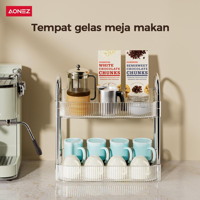 【SPESIAL Live/KOL 30Hari Garansi】AONEZ Rak Troli Susun Stainless steel RakKosmetik Serbaguna Rak kamar mandi Rak Salon Trolley Dengan Keranjang jaring akrilik transpara rak skincare - 3