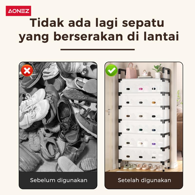 【30Hari Garansi】Aonez Rak sepatu dan topi anti debu Rak Gantungan Baju Stand Hanger Rak Sepatu Penyimpanan Jaket Topi Rak Jemuran Baju Rak Sepatu Sandal Rak - 5