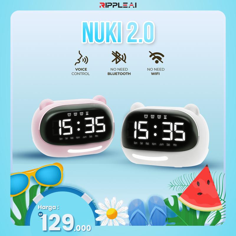 Ripple Smart Al 3000 mAh Voice Alarm Clock Control AC Alarm Night Lamp With Voice