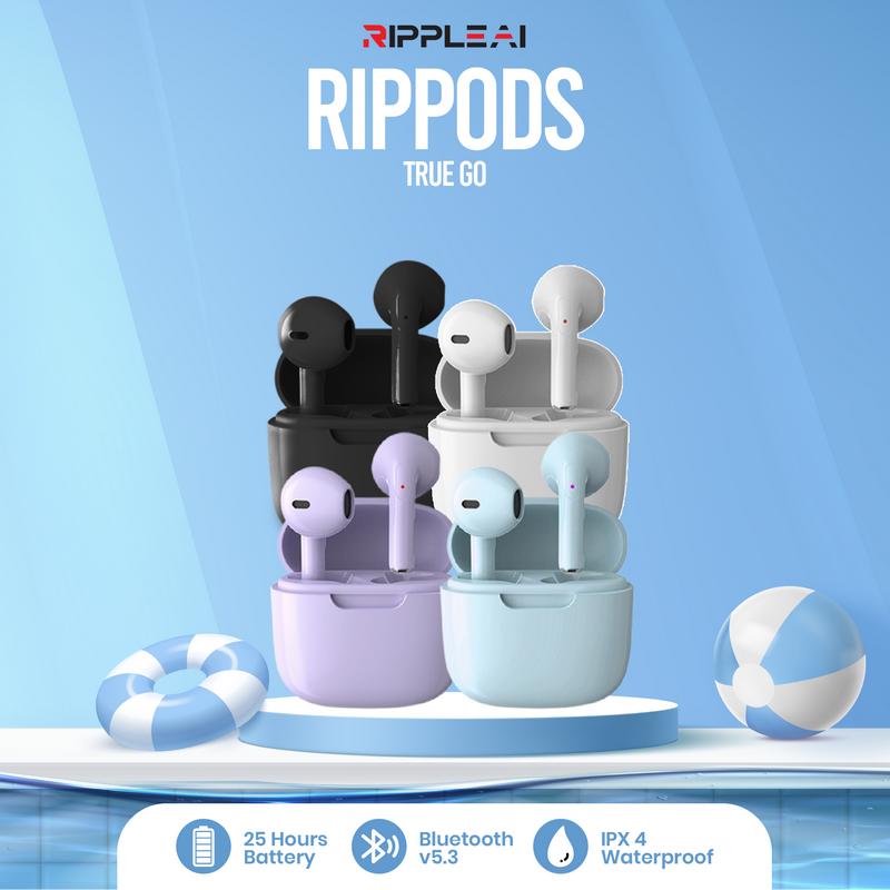 Ripple Rippods True Go TWS Headset Bluetooth Earphone Mini Earbuds Handsfree Garansi 1 Tahun COD earphones headphones Hijau Merah