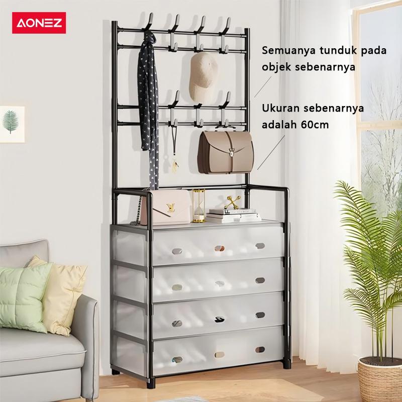 【Tahan debu】【Full cover】【Instal 1 menit】【COD】【24H Shipping】Aonez Rak sepatu dan topi anti debu Rak Gantungan Baju Stand Hanger Rak Sepatu Penyimpanan Jaket Topi Rak Jemuran Baju Rak Sepatu Sandal Rak