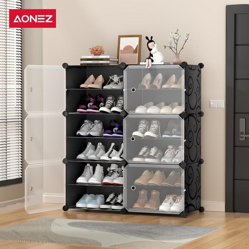 【COD 24 Shipping】AONEZ Rak Sepatu Anti Debu 6 Layer Tebal Shoe Rack Portable Serbaguna Kotak Sepatu Portable