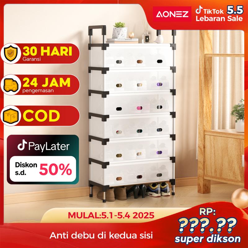 【30Hari Garansi】Aonez Rak sepatu dan topi anti debu Rak Gantungan Baju Stand Hanger Rak Sepatu Penyimpanan Jaket Topi Rak Jemuran Baju Rak Sepatu Sandal Rak